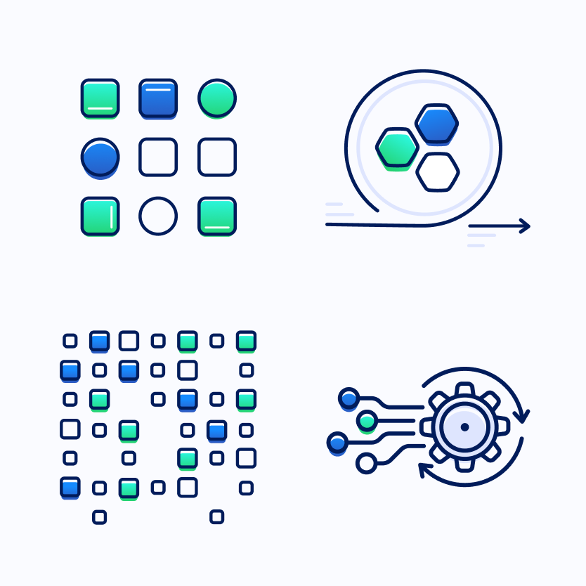 Accerio illustration set, hand-drawn line art